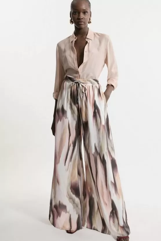 Store Karen Millen Abstract Print Viscose Woven Pants pink