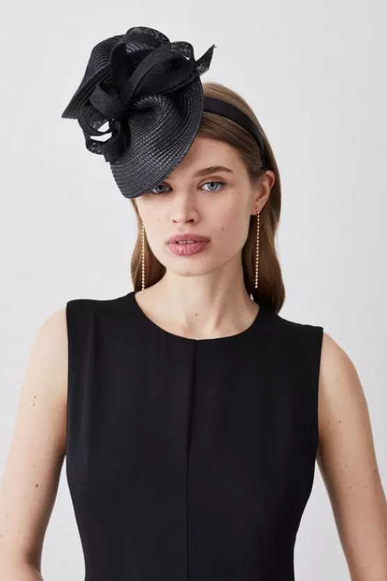 Fashion Karen Millen Asymmetric Bow Headband Fascinator black