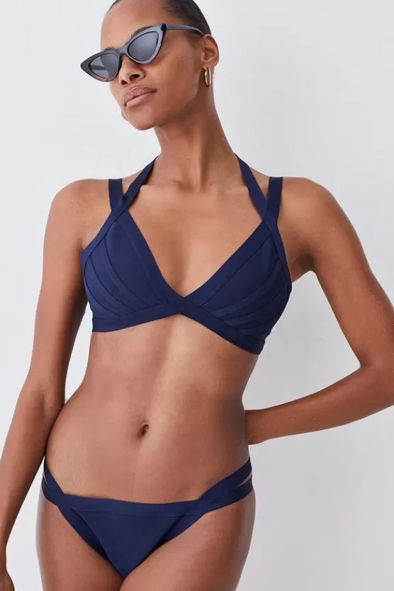 Outlet Karen Millen Bandage Double Strap Bikini Top navy