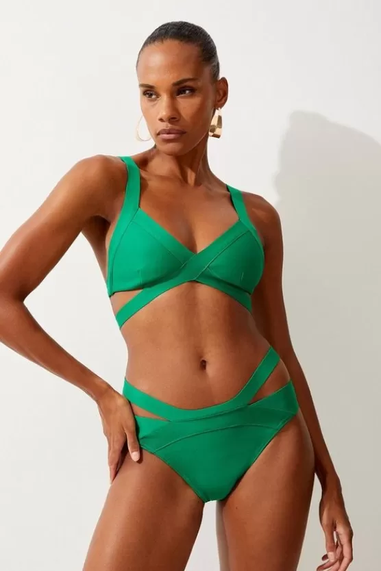 Sale Karen Millen Bandage Strappy Bikini set green