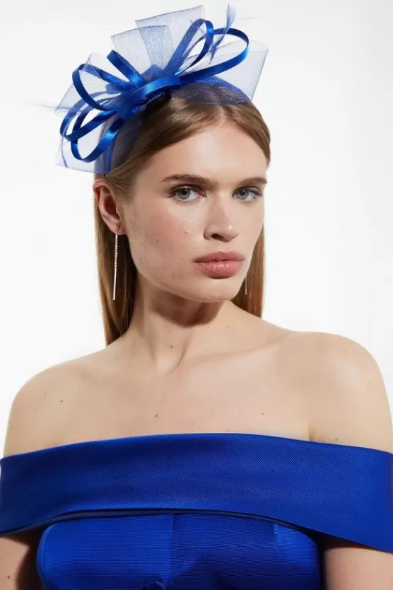 Fashion Karen Millen Bow Loop Detail Fascinator cobalt