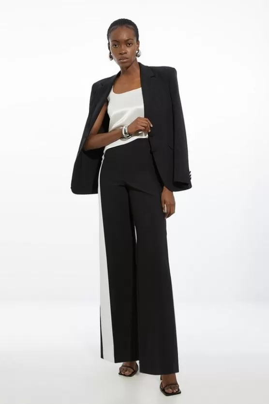 Clearance Karen Millen Clean Tailored Color Block Wide Leg Pants mono