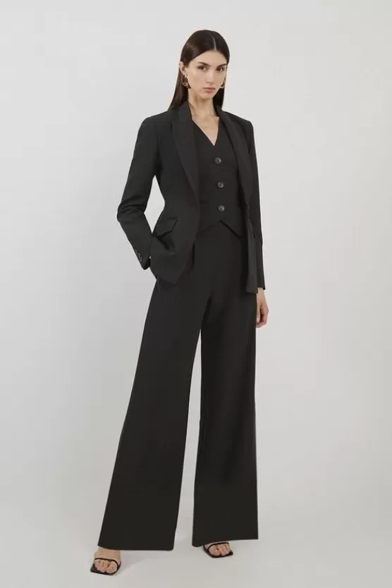 Store Karen Millen Clean Tailored Grosgrain Tipped Wide Leg Pants black
