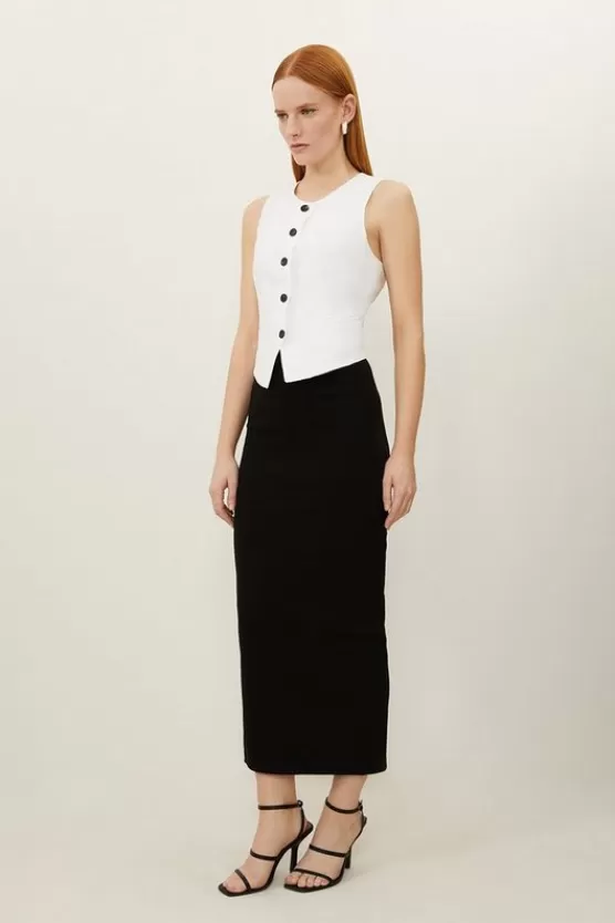 Best Karen Millen Compact Jersey Rib Maxi Skirt black