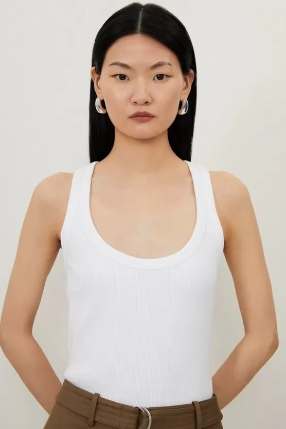 Flash Sale Karen Millen Compact Jersey Rib Racer Crop Top white