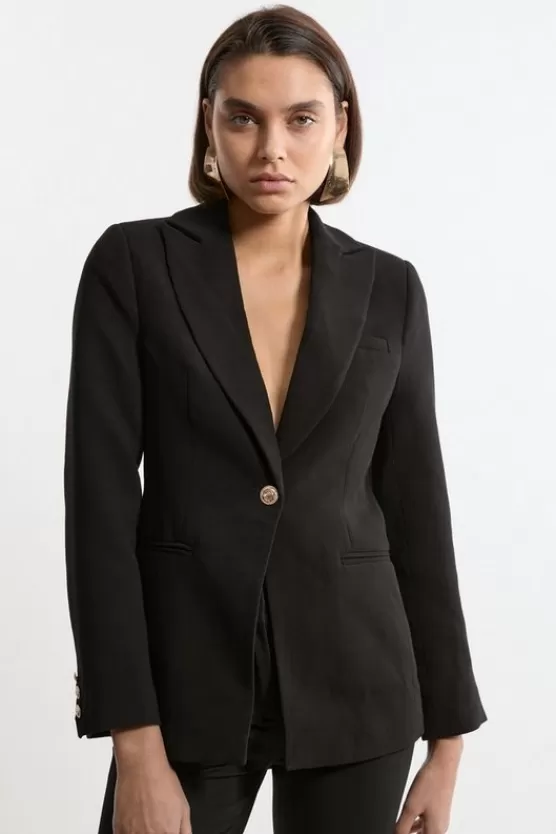 Best Karen Millen Compact Stretch Essential Single Breasted Tailored Blazer black