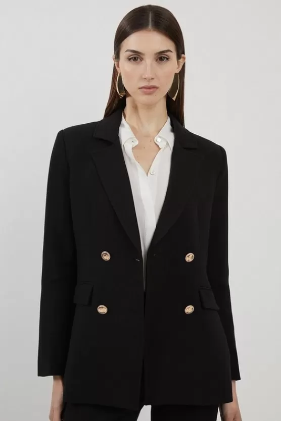 Cheap Karen Millen Compact Stretch Essential Tailored Doubled Breasted Blazer black