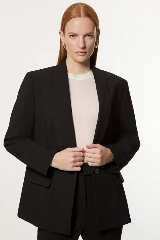 Hot Karen Millen Compact Stretch Essential Tailored Single Breasted Blazer black