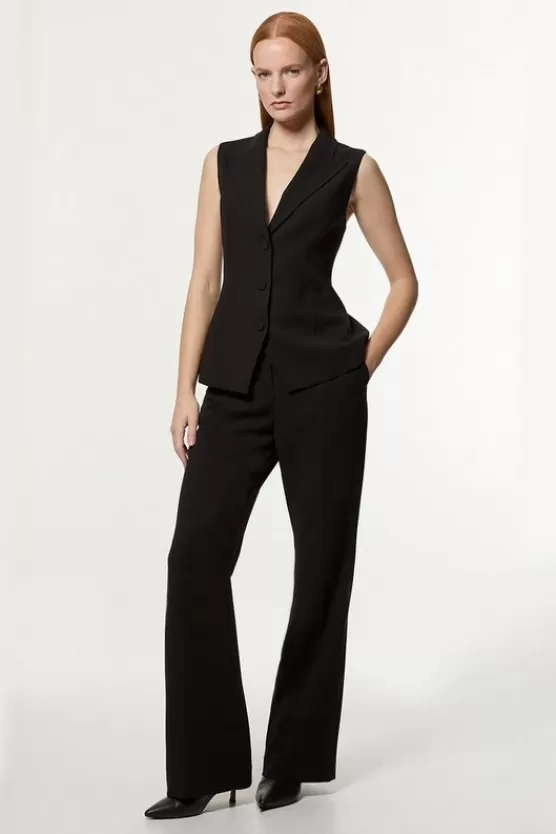 Cheap Karen Millen Compact Stretch Essential Tailored Straight Leg Pants black