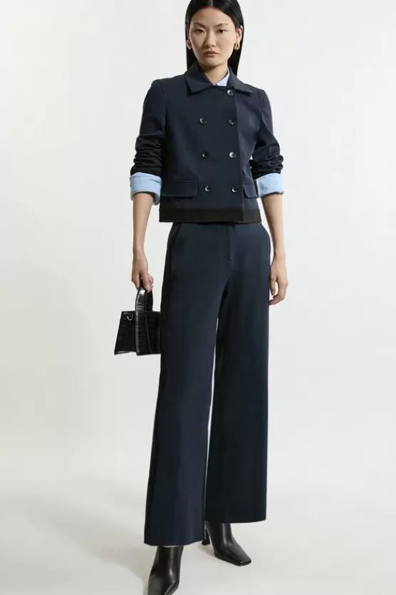 Best Sale Karen Millen Compact Stretch Tailored High Waisted Slim Leg Pants navy