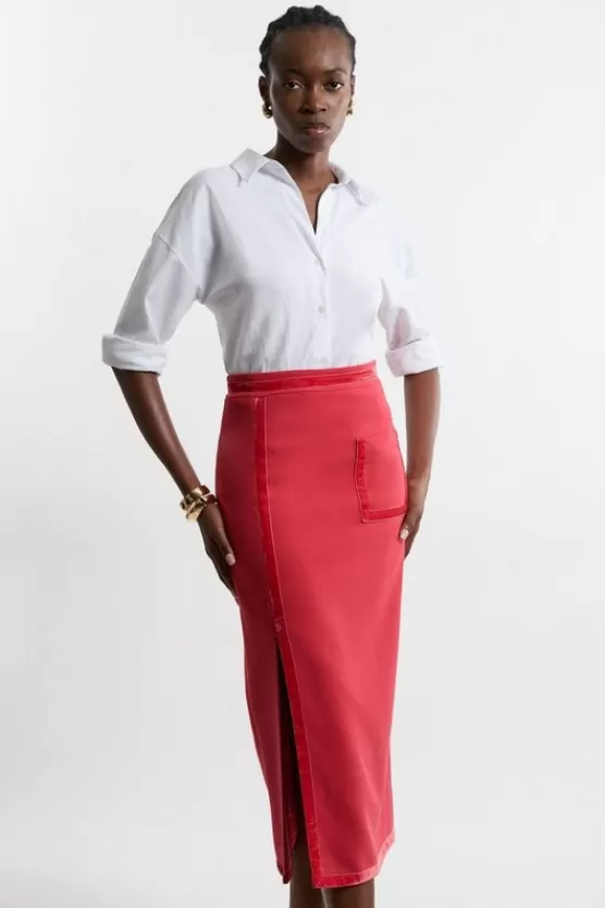 Shop Karen Millen Compact Stretch Tipped Velvet Set red