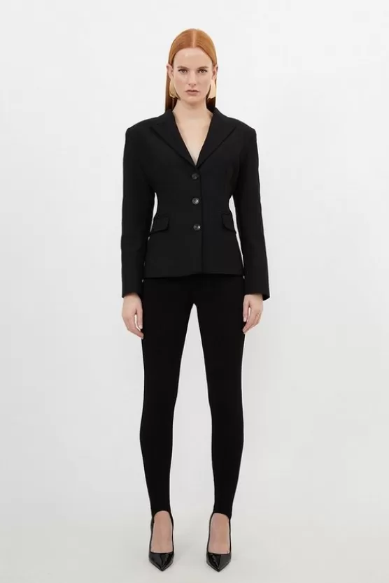 New Karen Millen Compact Stretched Tailored Darted Blazer black