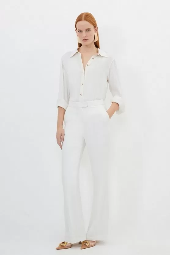 Best Karen Millen Compact Viscose Tailored Suit Set ivory