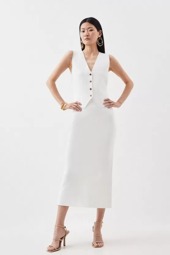 Shop Karen Millen Compact Wool Look Knit Set ivory