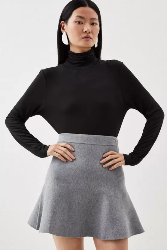 Fashion Karen Millen Compact Wool Look V Neck Knit Co-Ord grey