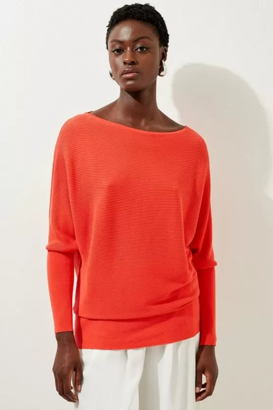 Cheap Karen Millen Cotton Blend Slouchy Knit Sweater orange