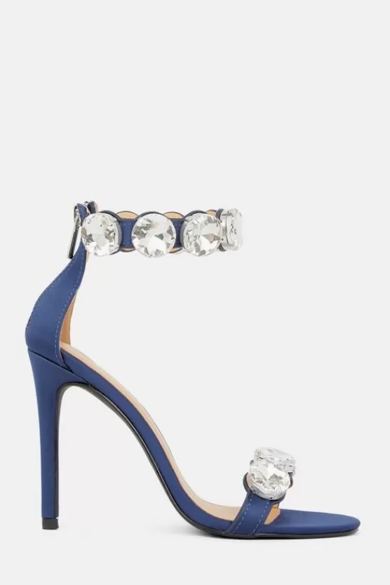 Hot Karen Millen Crystal Stone Double Strap Stiletto Heel navy