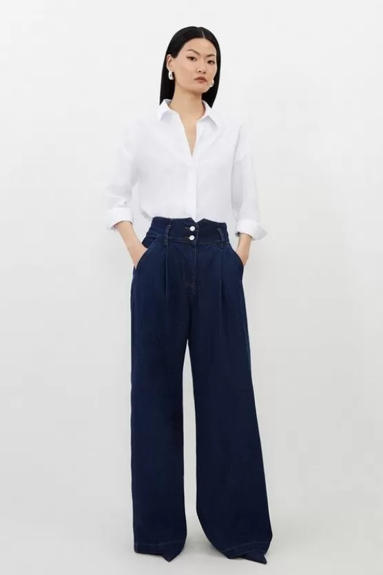 Best Sale Karen Millen Denim Wide Leg Pants indigo