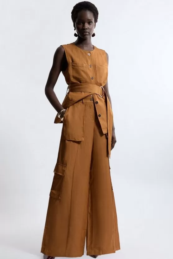 Sale Karen Millen DRAPEY TWILL CO-ORD camel