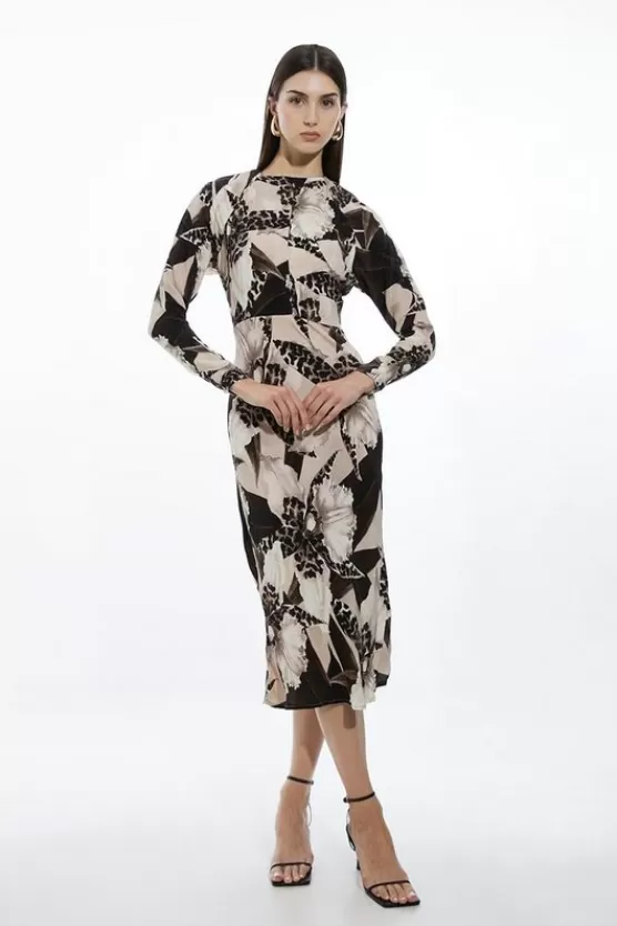 Online Karen Millen Ecru Keyhole Printed Woven Viscose Midaxi Dress floral