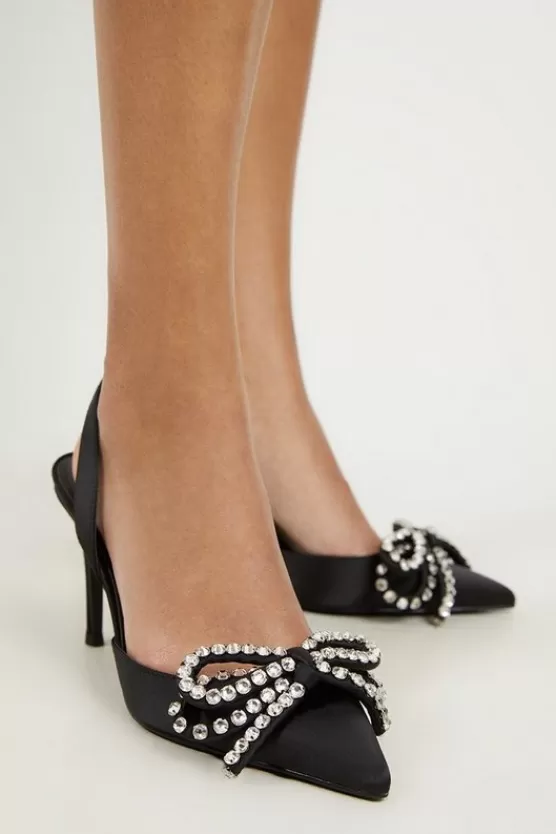 Store Karen Millen Embellished Bow Detail Sling Back Court Heel black