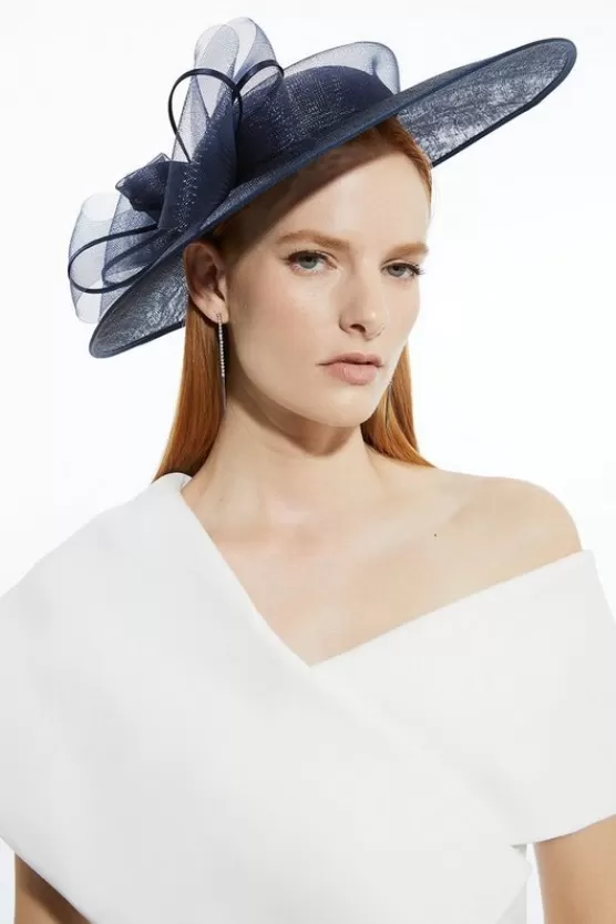 Cheap Karen Millen Fascinator With Bow Detail navy