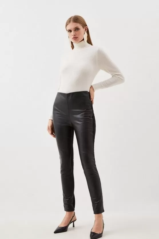 Online Karen Millen Faux Leather And Ponte Legging black