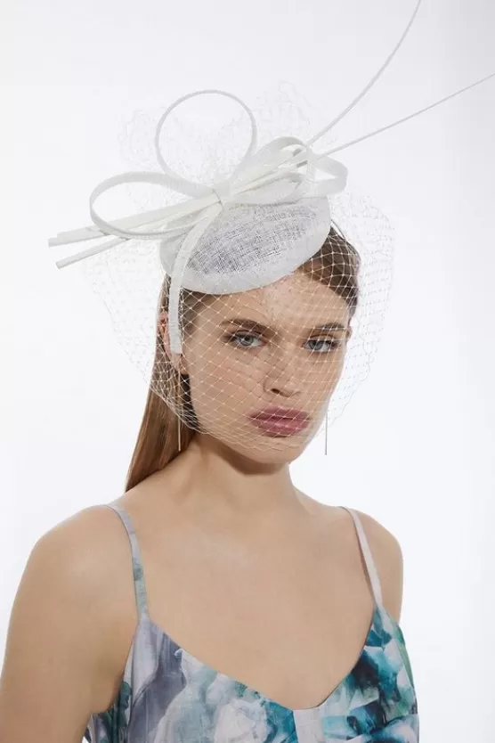 Discount Karen Millen Feather Veil Detail Fascinator ivory