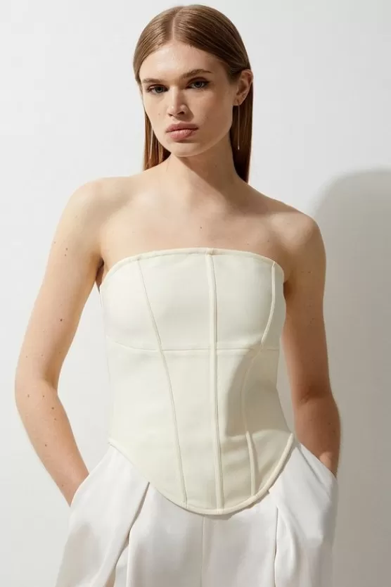 Cheap Karen Millen Figure Form Bandage Corset Detail Knit Top neutral