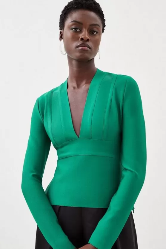 Flash Sale Karen Millen Figure Form Bandage Knit Top green