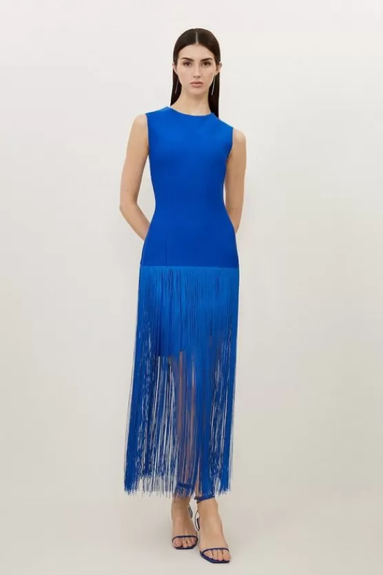 Store Karen Millen Figure Form Bandage Tassel Hem Dress cobalt