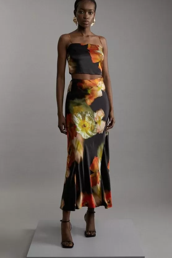 Online Karen Millen Viscose Satin Top And Skirt Set floral