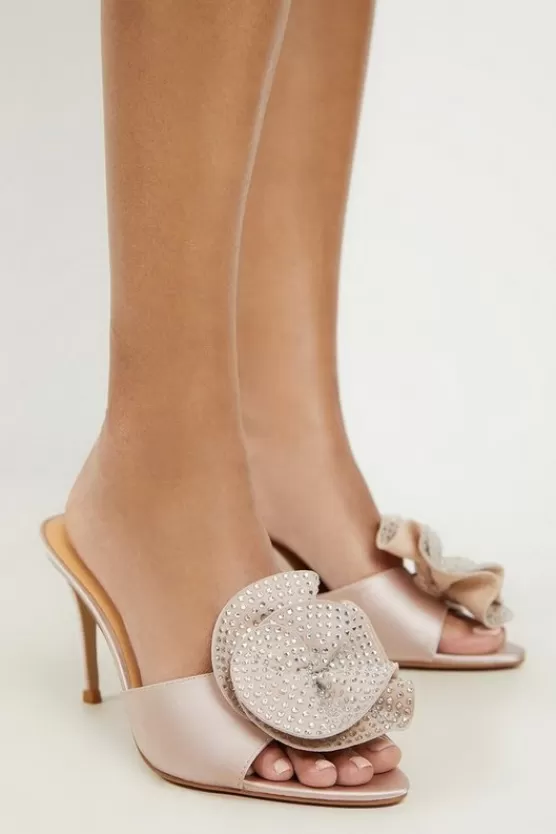 Best Karen Millen Flower Corsage Stiletto Heel Mule blush