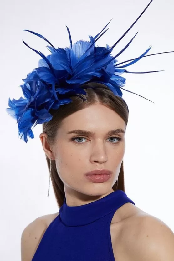 Store Karen Millen Flower Detail Headband Fascinator cobalt