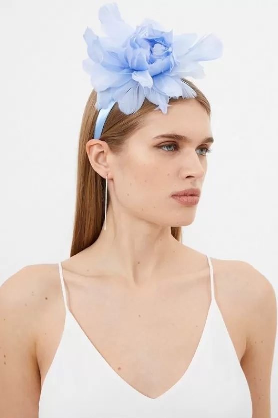 Best Karen Millen Flower Feather Headband paleblue