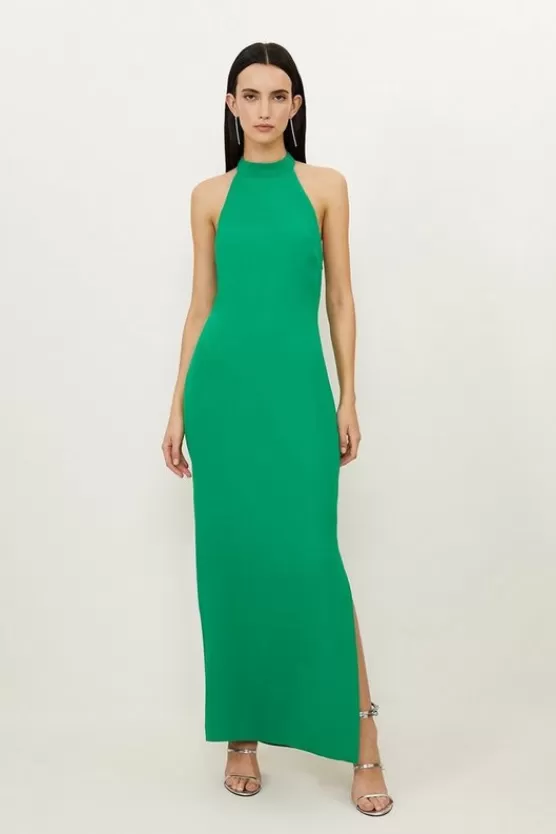 Online Karen Millen Fluid Tailored Halterneck Open Back Maxi Dress green