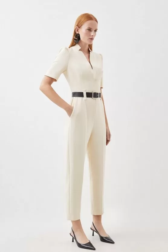 Fashion Karen Millen Forever Belted Jumpsuit cream