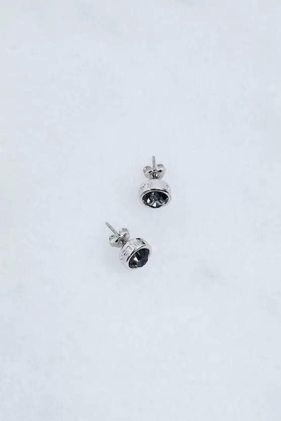 Best Sale Karen Millen Hand Set European Crystal Solitaire Stud Earrings black