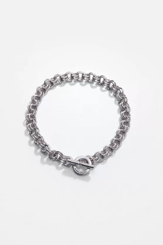 Best Sale Karen Millen Hand Set European Crystal T-Bar Chain Bracelet silver