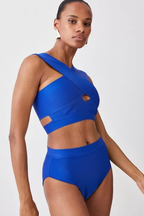 Best Karen Millen High Waisted Bandage Bikini Bottoms cobalt