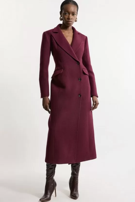 Sale Karen Millen Italian Wool Blend Tailored Fitted Maxi Coat