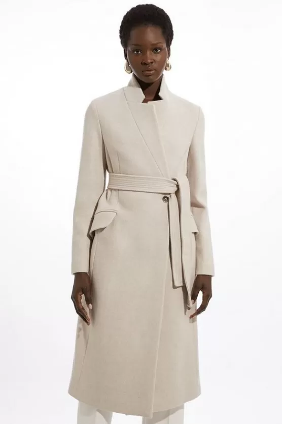 Clearance Karen Millen Italian Wool Intank Topment Notch Neck Coat