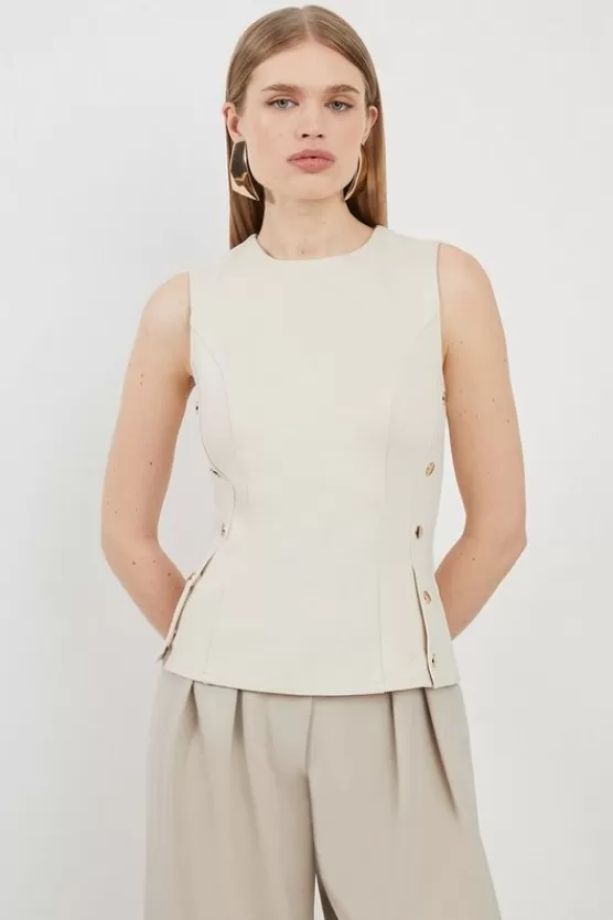 Store Karen Millen Jersey Ponte Hardwear Top cream