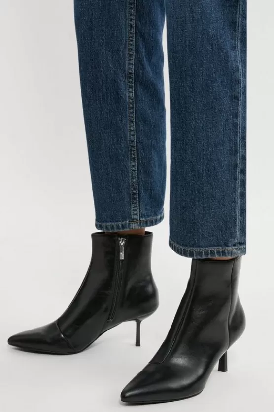 Outlet Karen Millen Leather Heeled Ankle Boot black