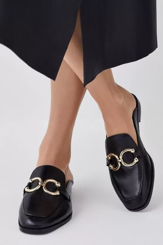 Sale Karen Millen Leather Open Back Slip-On Loafer black