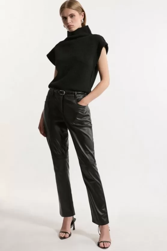 Store Karen Millen Leather Tailored Trouser Set olive