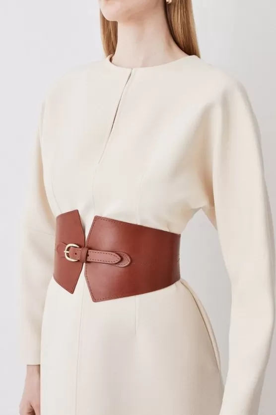 Flash Sale Karen Millen Leather Wide Waist Belt tan