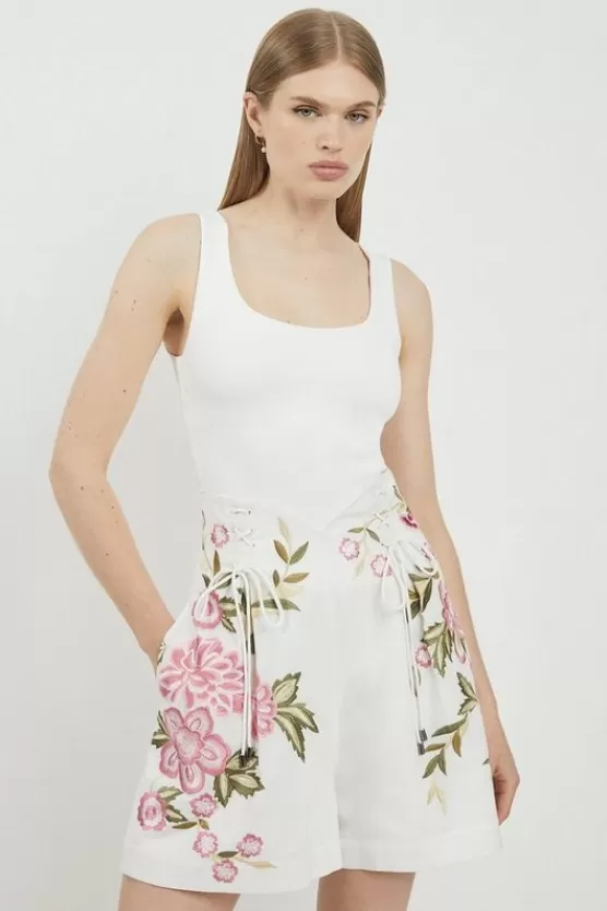 Best Sale Karen Millen LINEN EMBROIDERED CO-ORD natural