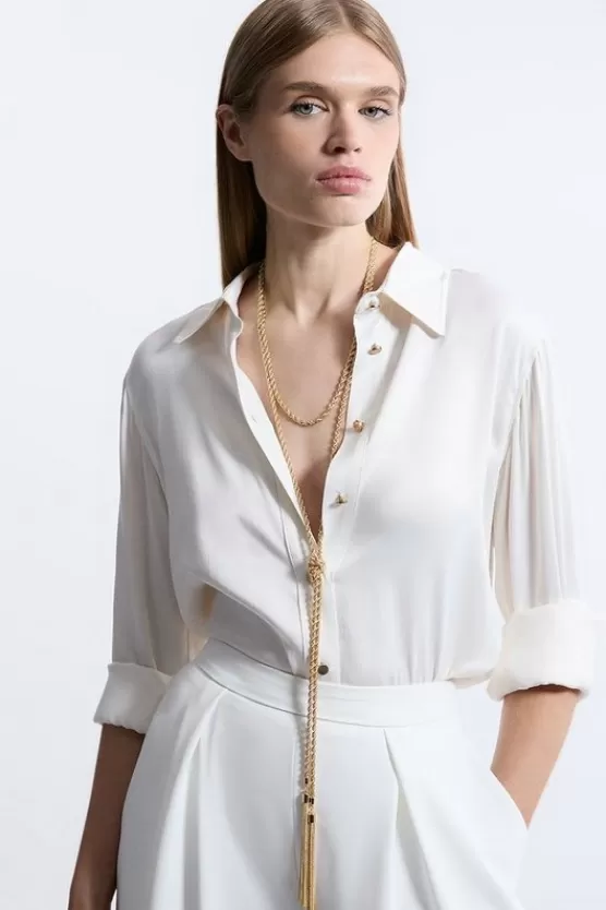 Sale Karen Millen Long Tassel Drop Necklace gold