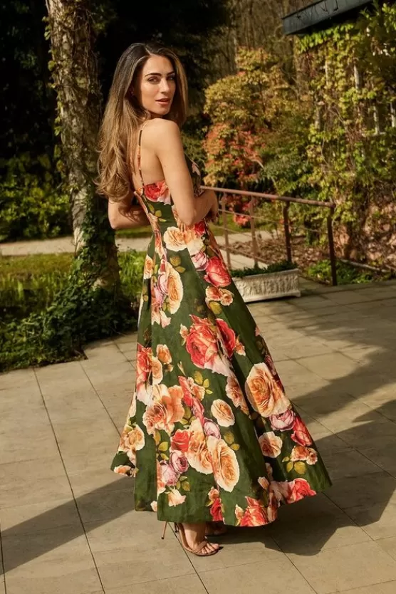 Discount Karen Millen Lydia Millen Petite Floral Linen Woven Strappy Maxi Dress